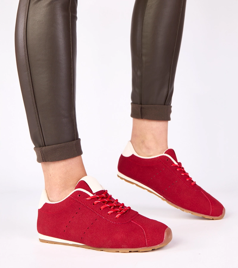 Hers Czerwone sneakersy z białym akcentem