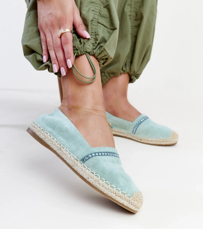 Zielone espadryle z cyrkoniami
