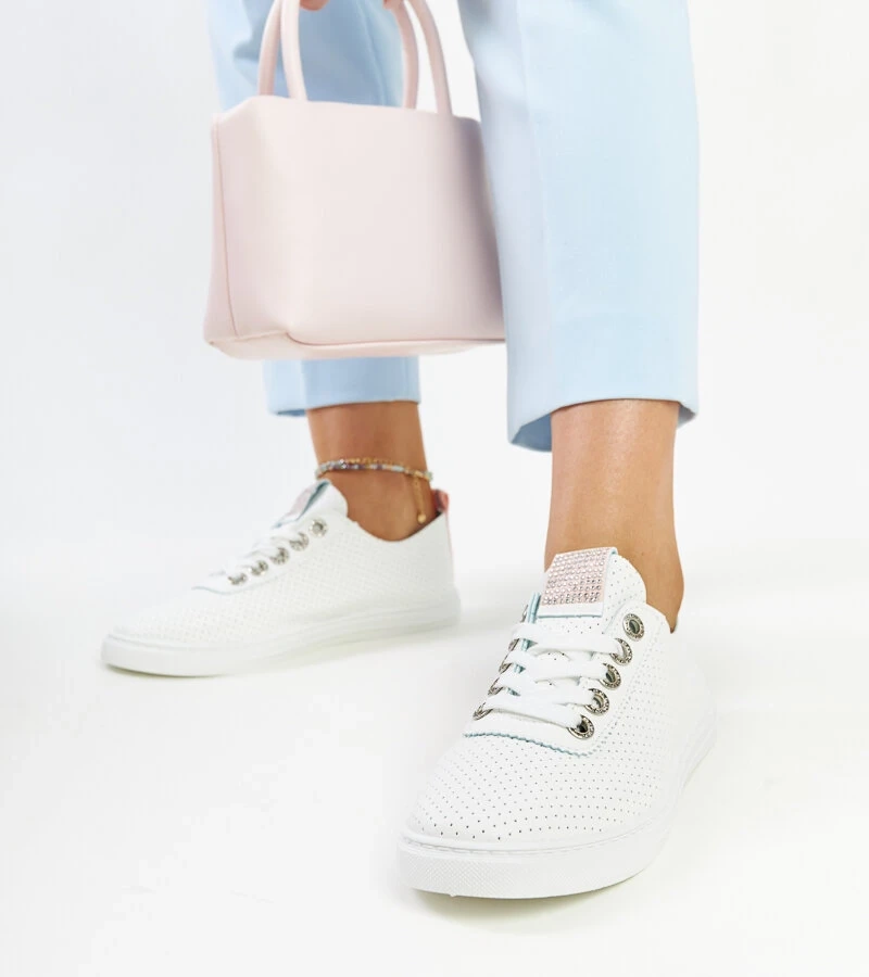 Białe trampki eko-skórzane