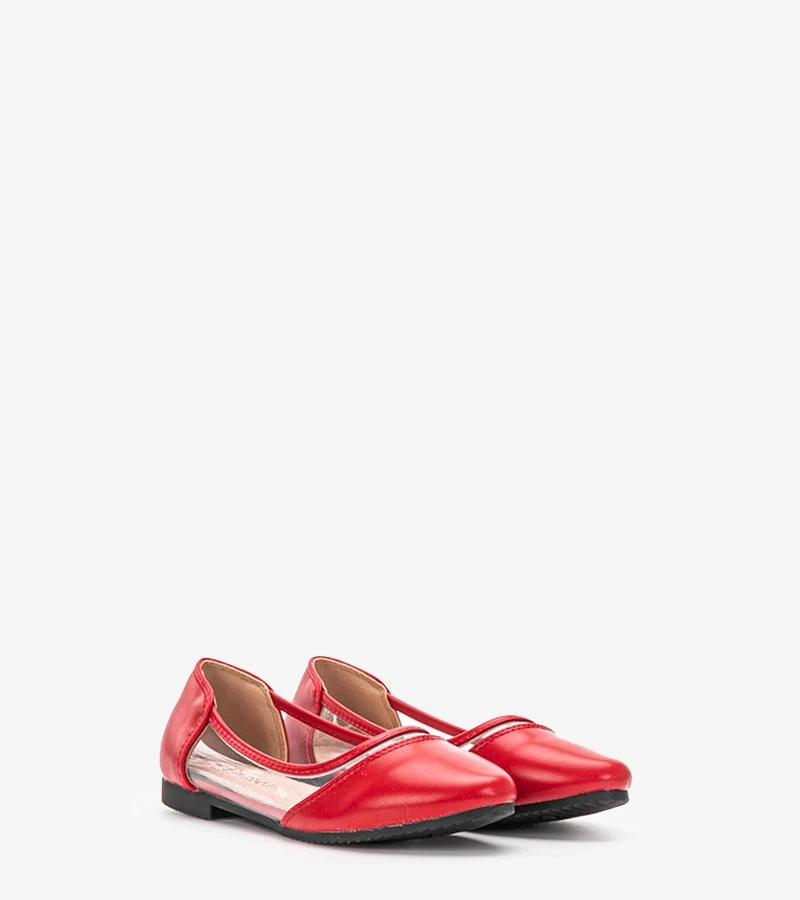 Balerinki dziecięce czerwone półtransparentne